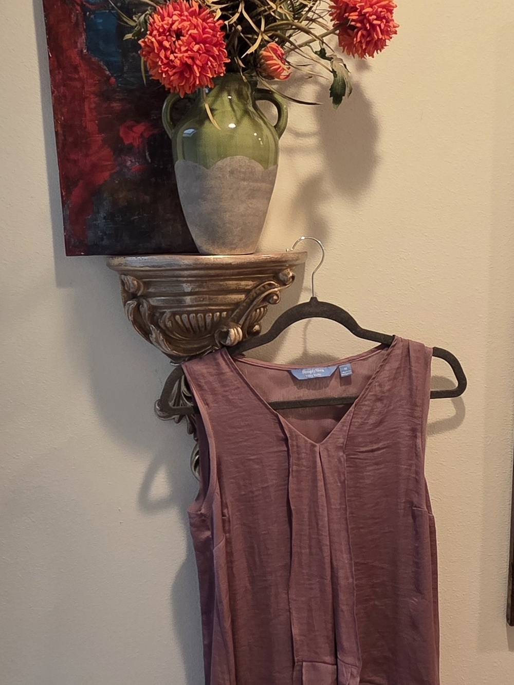 Vera Wang Sleeveless V-Neck Blouse in Dusty Lavender
